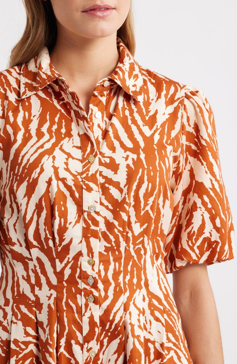 LOVE THE LABEL Marta Button-Up Minidress, Alternate, color, Terracotta Zebra