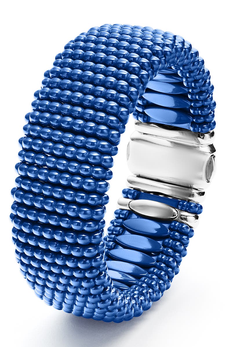 LAGOS Wide Blue Ceramic Caviar Bracelet, Alternate, color, 