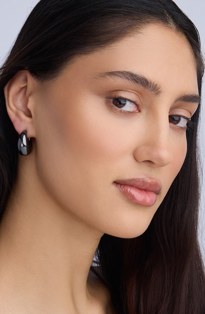 Jennifer Fisher Dylan Mini Dome Huggie Hoop Earrings, Alternate, color, Hematite