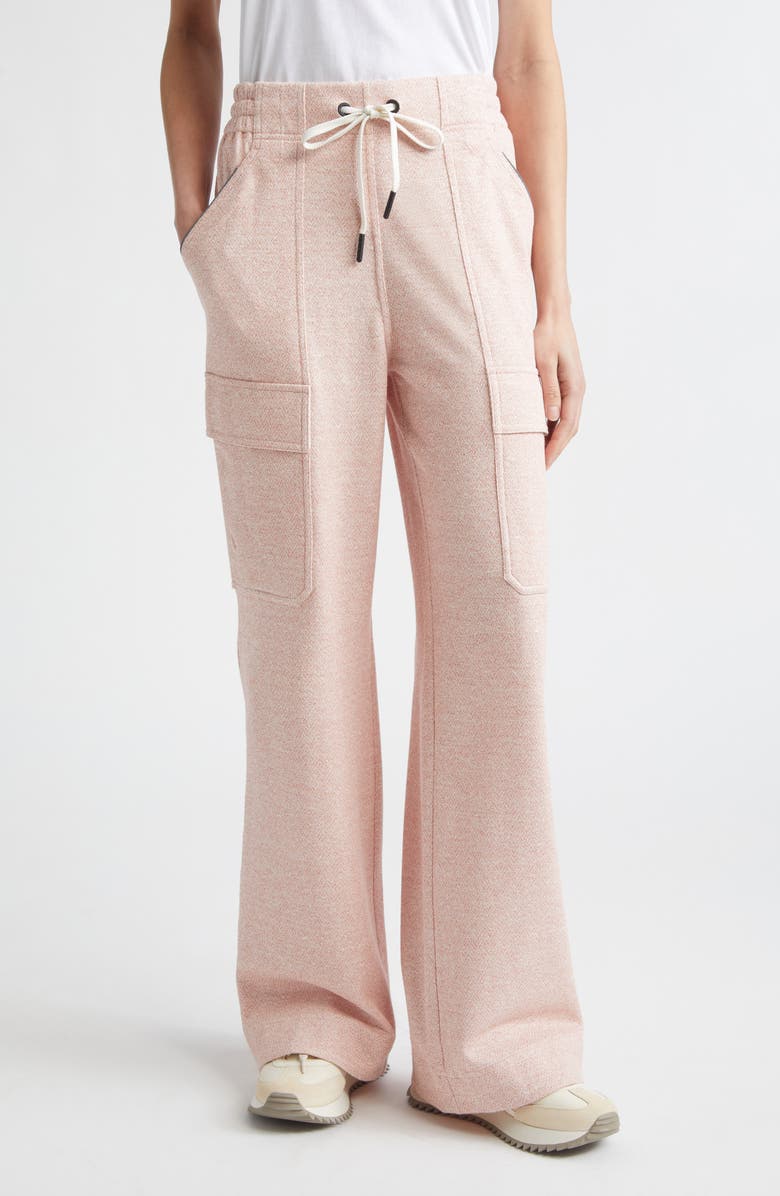Moncler Grenoble Linen & Cotton Blend Wide Leg Cargo Sweatpants, Main, color, Strawberry Pink