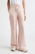 Moncler Grenoble Linen & Cotton Blend Wide Leg Cargo Sweatpants