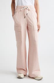 Moncler Grenoble Linen & Cotton Blend Wide Leg Cargo Sweatpants
