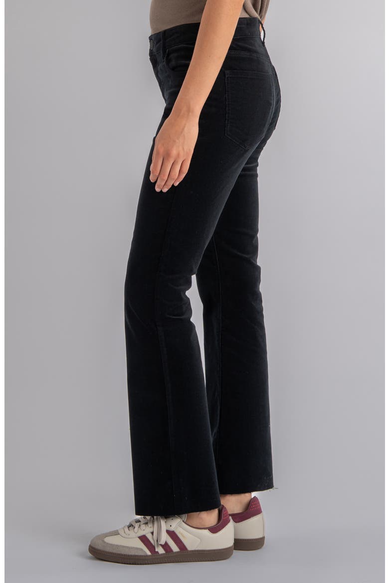 Kelsey Fab Ab High Waist Raw Hem Ankle Kick Flare Corduroy Pants, Alternate, color, BLACK