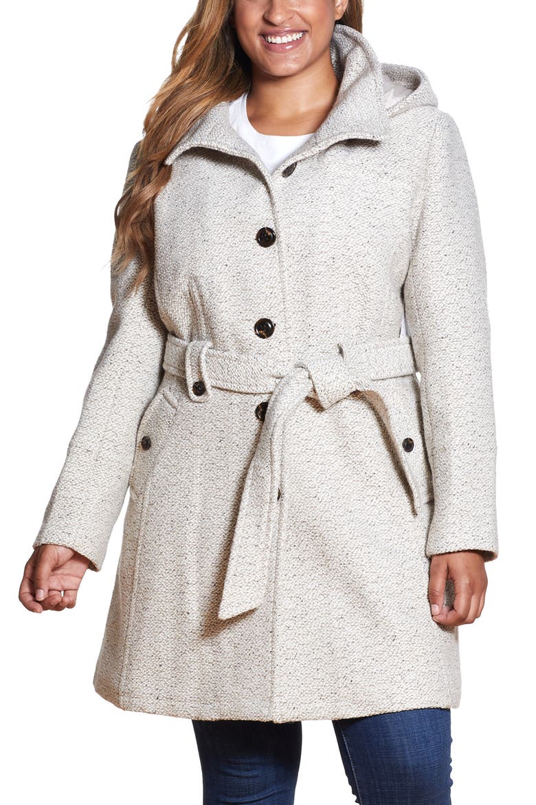 Belted Hooded Coat, Main, color, OATMEAL