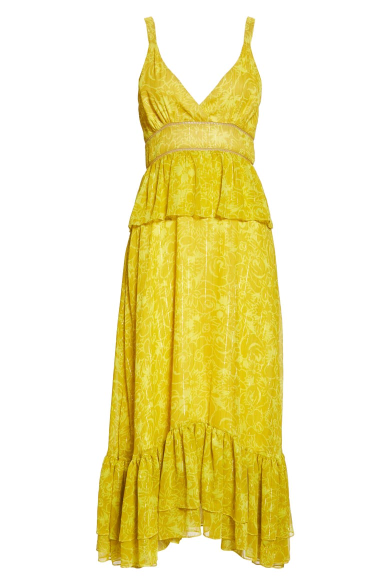 Carla Floral Midi Dress, Alternate, color, OIL YELLOW MULTI