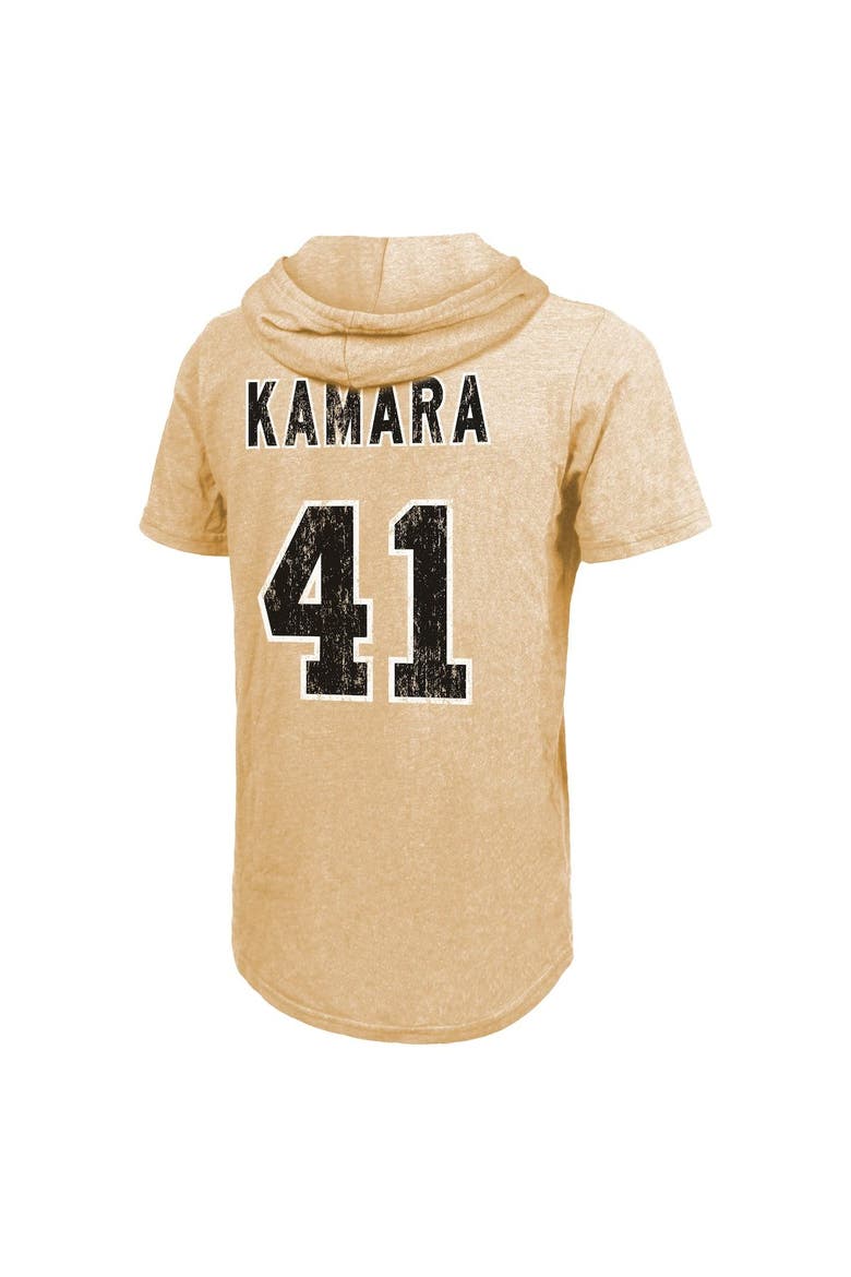 Men's Majestic Threads Alvin Kamara Gold New Orleans Saints Player Name & Number Tri-Blend Hoodie T-Shirt, Alternate, color, Gold