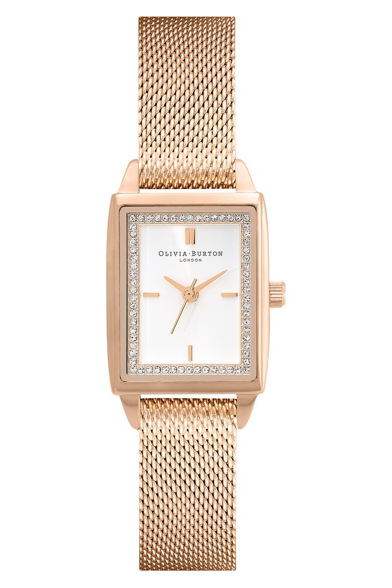 Classics Rectangular Mesh Strap Watch, 20mm, Main, color, GOLD
