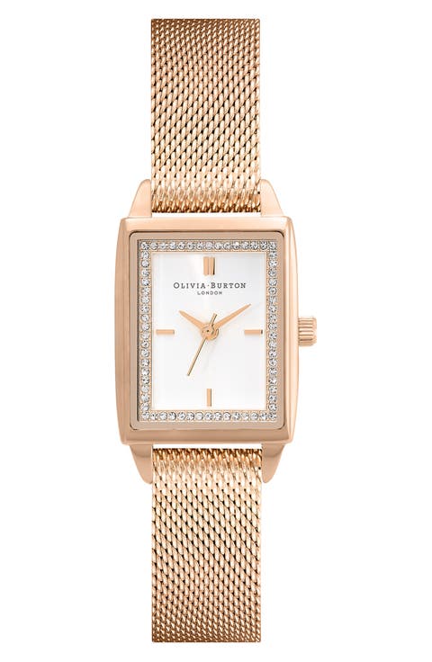 Classics Rectangular Mesh Strap Watch, 20mm