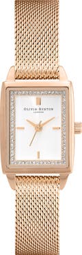 Olivia Burton Classics Rectangular Mesh Strap Watch, 20mm