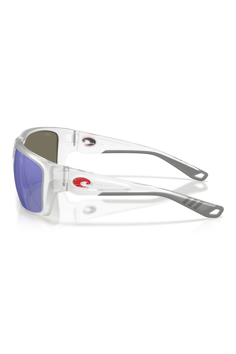 Flyline 64mm Oversize Polarized Mirrored Rectangular Sunglasses, Alternate, color, MATTE CLEAR/ BLUE MIRROR 580G