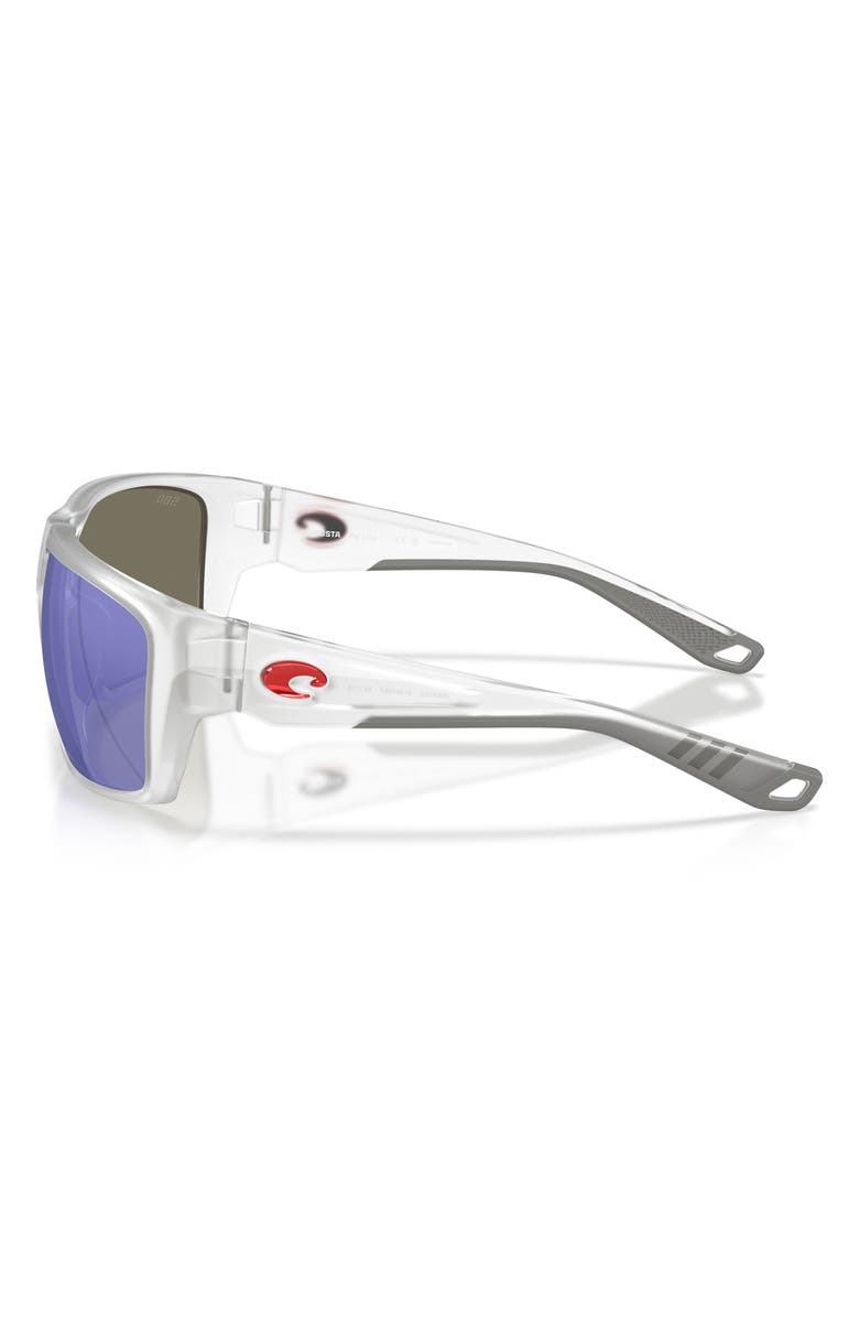 Costa Del Mar Flyline 64mm Oversize Polarized Mirrored Rectangular Sunglasses, Alternate, color, Matte Clear/ Blue Mirror 580G