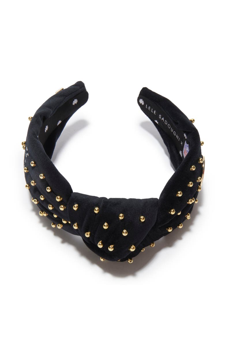 Lele Sadoughi Pittsburgh Steelers Embellished Knotted Headband, Alternate, color, Jet 001
