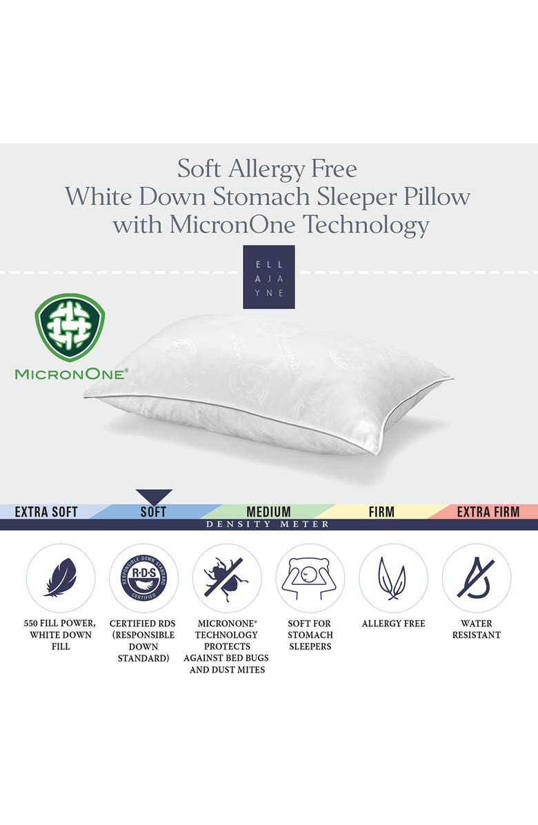 ELLA JAYNE HOME Soft Luxurious White Down 100% Certified RDS Stomach Sleeper Pillow, Alternate, color, White