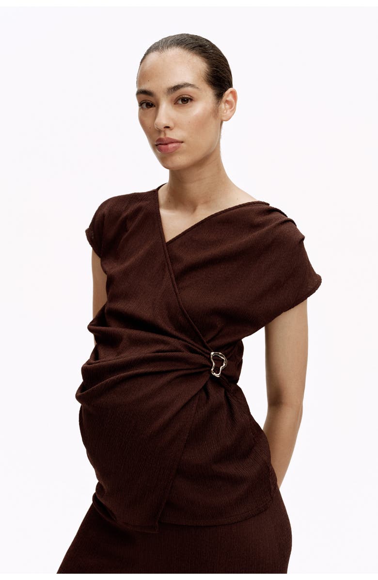 H&M Mama 2-piece Crinkled Jersey Set, Alternate, color, Dark Brown