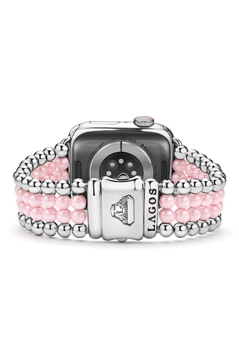 Smart Caviar Infinite Pink Ceramic Apple Watch® Watchband, Alternate, color, PINK/ SILVER