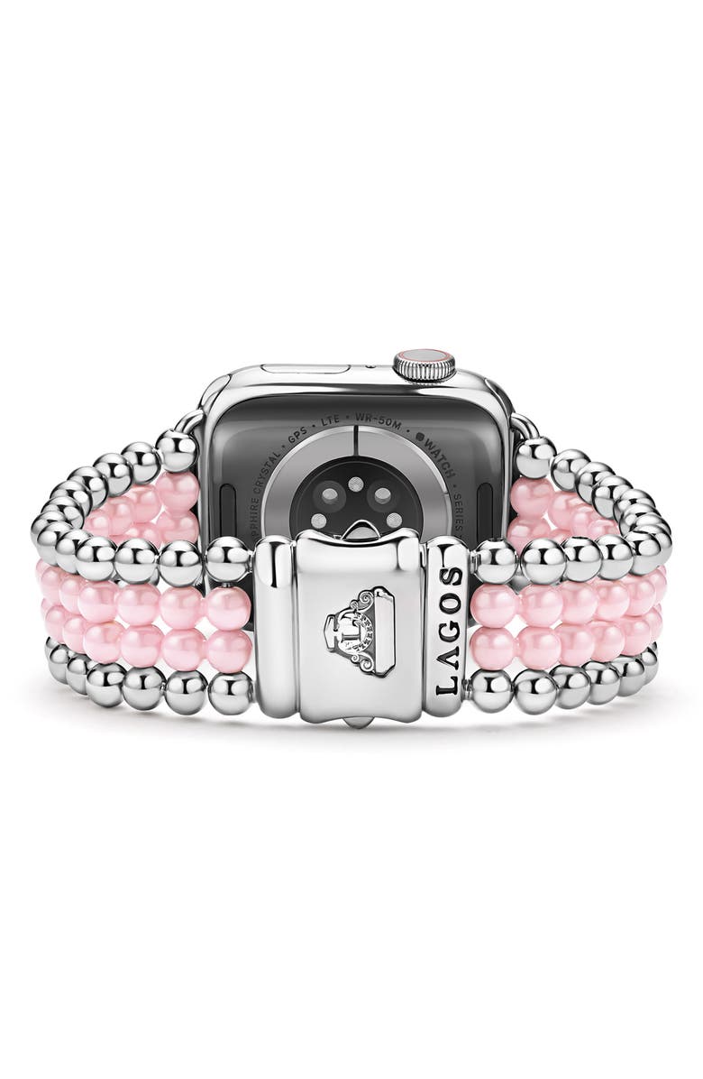 LAGOS Smart Caviar Infinite Pink Ceramic Apple Watch<sup>®</sup> Watchband, Alternate, color, Pink/ Silver