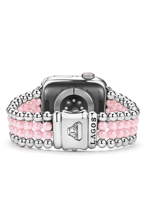 Lagos Smart Caviar Infinite Pink Ceramic Apple Watch® Watchband In Pink/silver