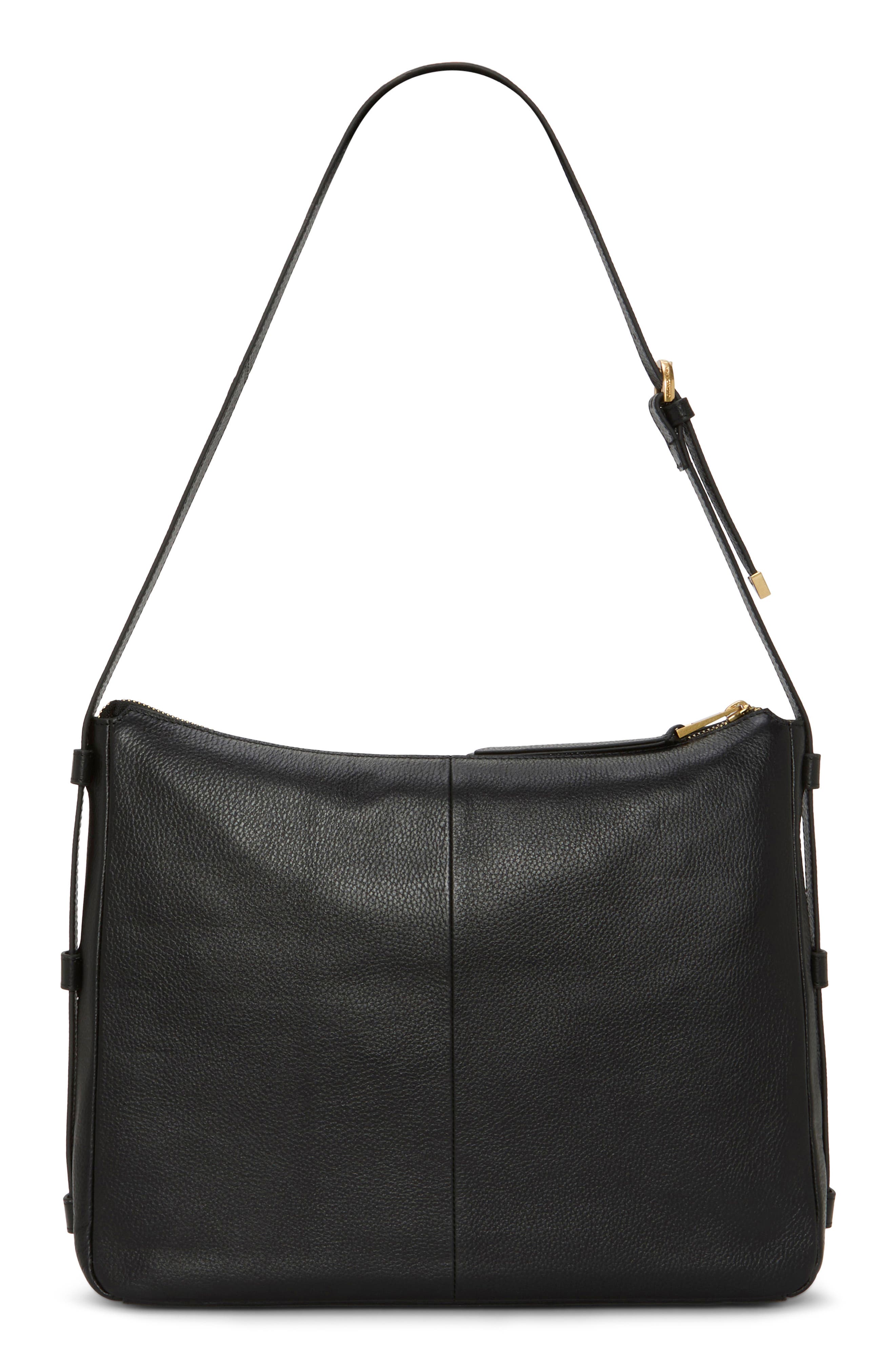 Vince Camuto Noemi Leather Shoulder Bag, Alternate, color, Black