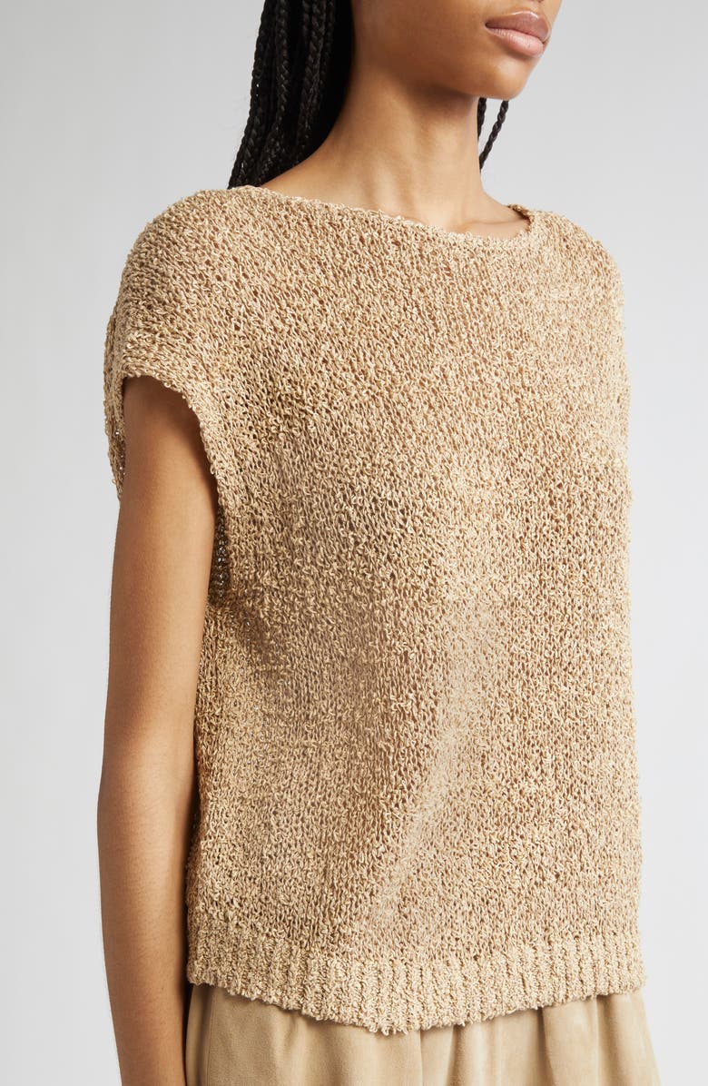 Lafayette 148 New York Loop Open Stitch Cotton & Silk Blend Shell, Alternate, color, Plaster