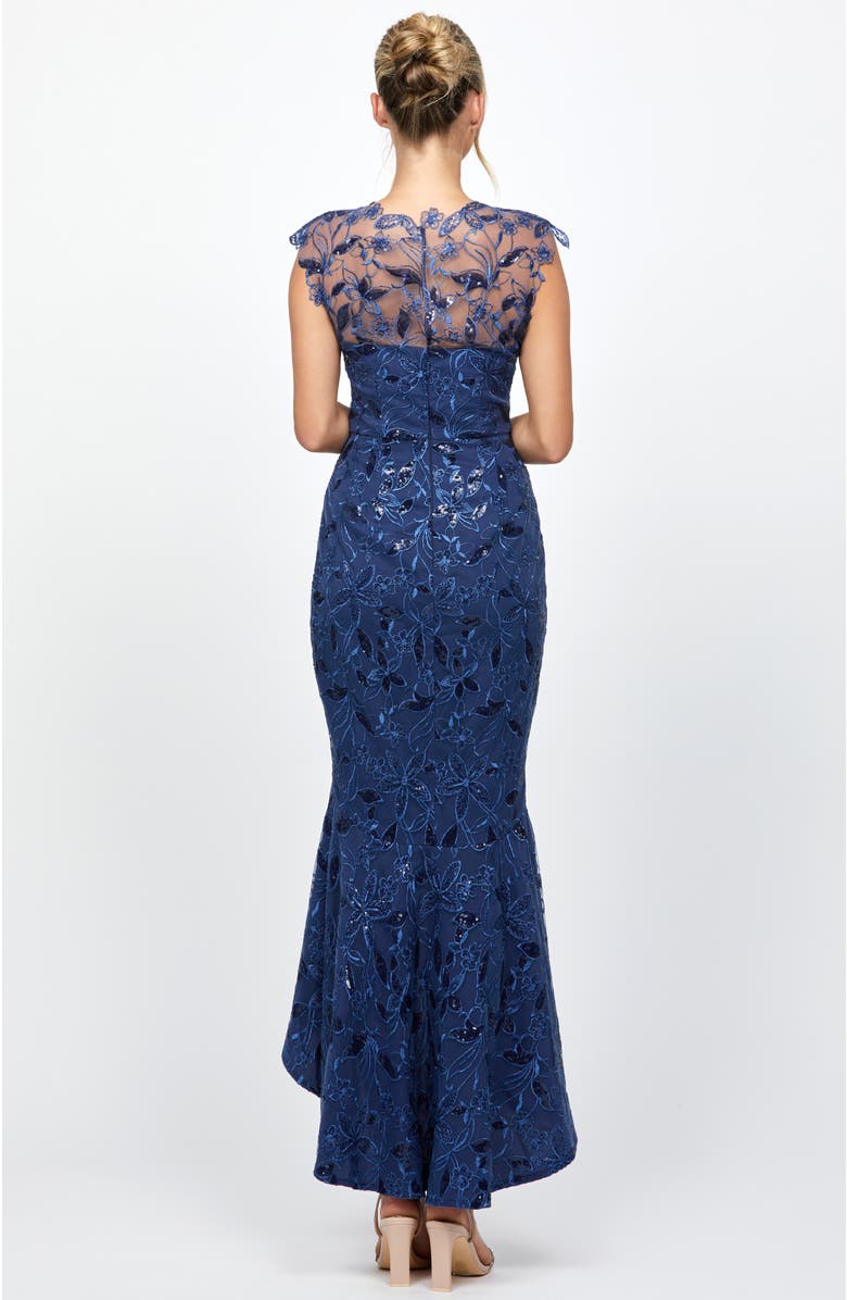 Bariano Phoebe Cap Sleeve Hi Lo Dress, Alternate, color, Navy