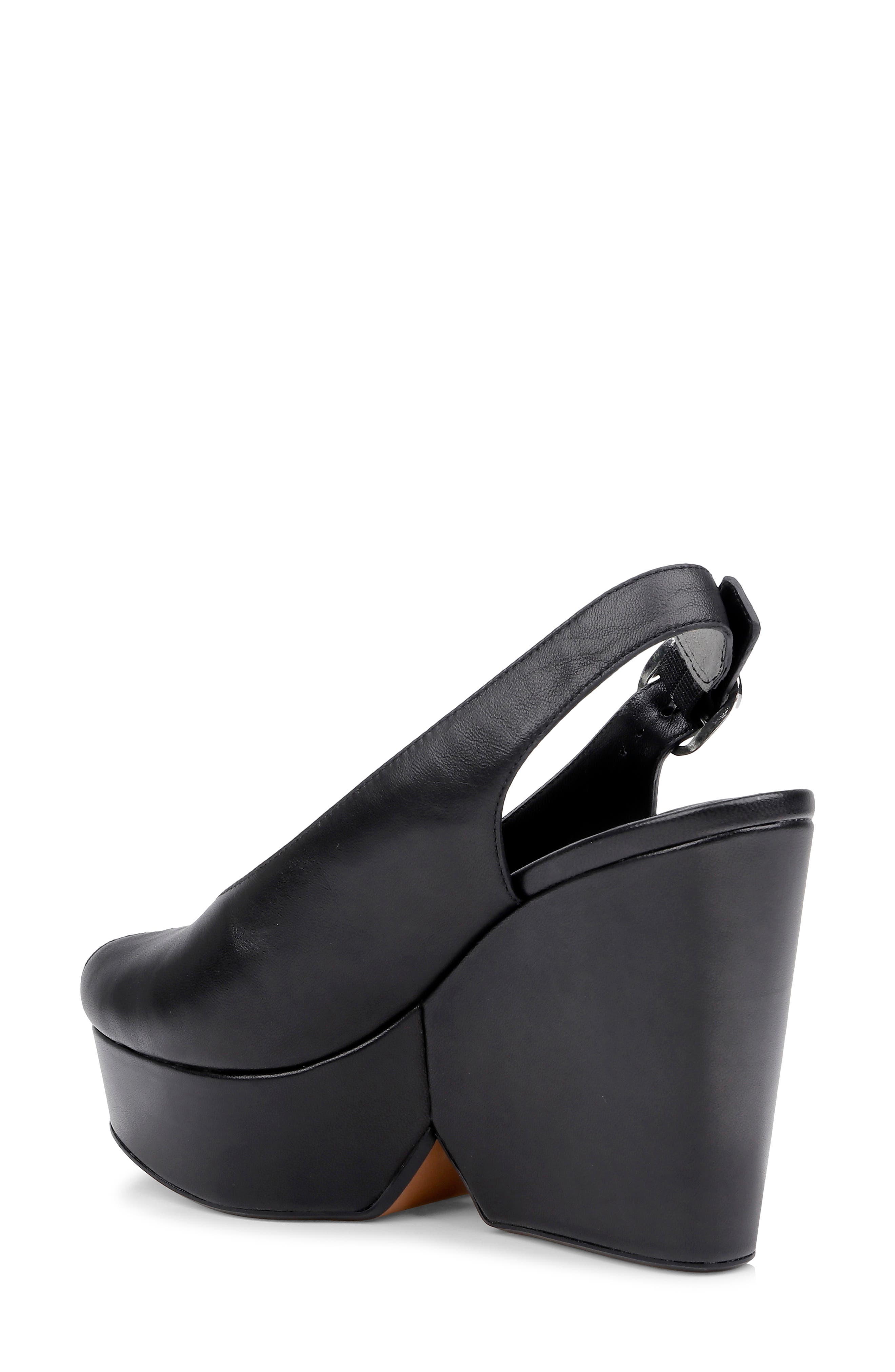 CLERAE Devi Slingback Platform Wedge Sandal, Alternate, color, Black Leather