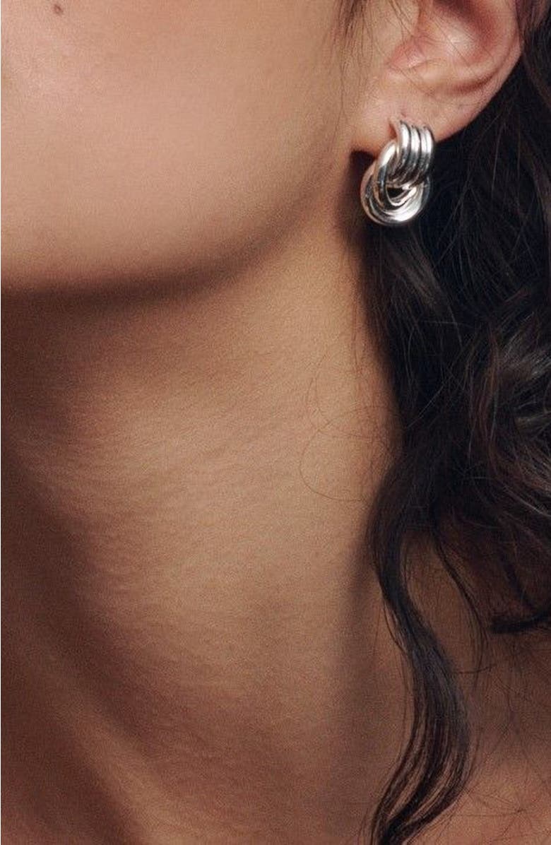 HEAVEN MAYHEM Baby Knot Earrings, Alternate, color, Silver