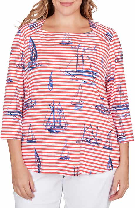 RUBY RD Printed Cotton Jersey Top