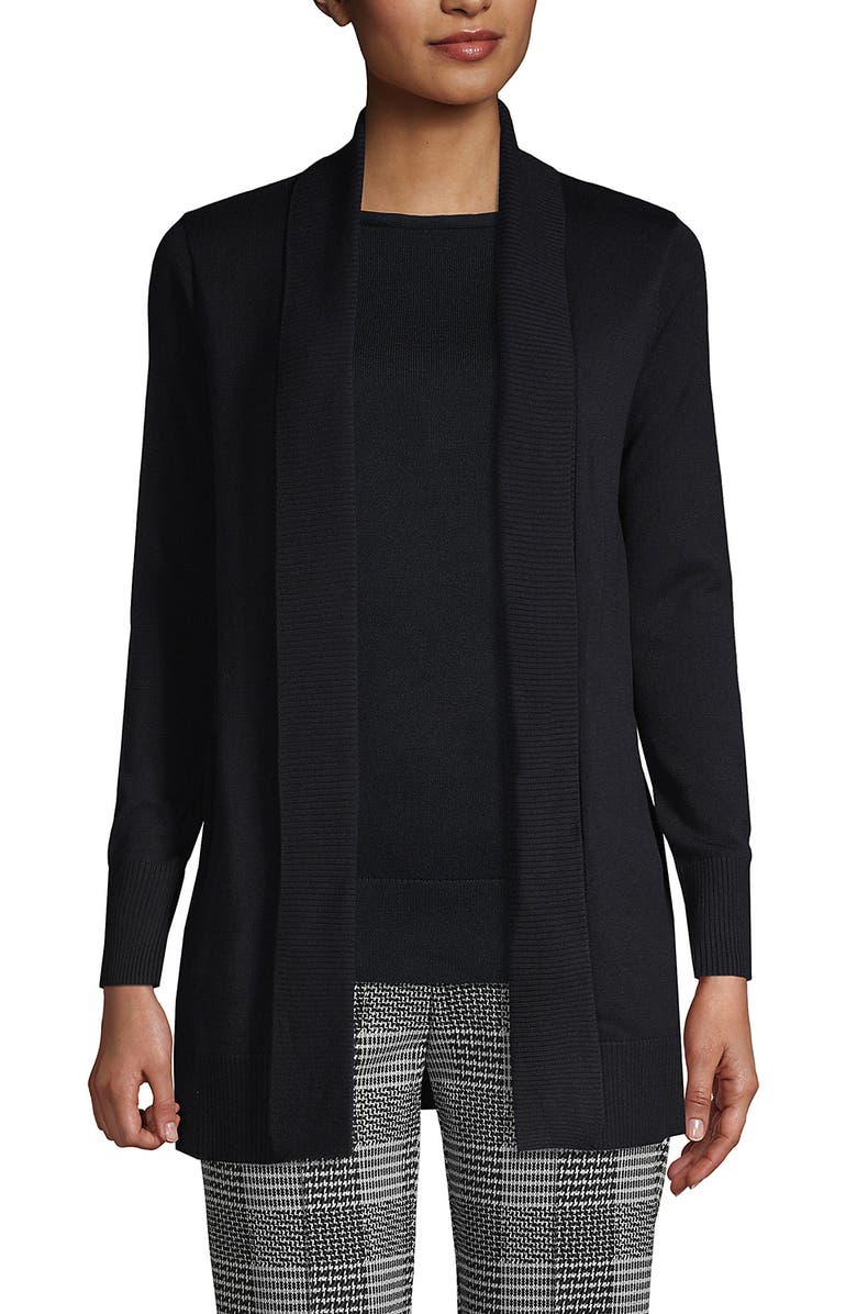 Lands
 End Cotton Modal Shawl Collar Cardigan Sweater, Main, color, 