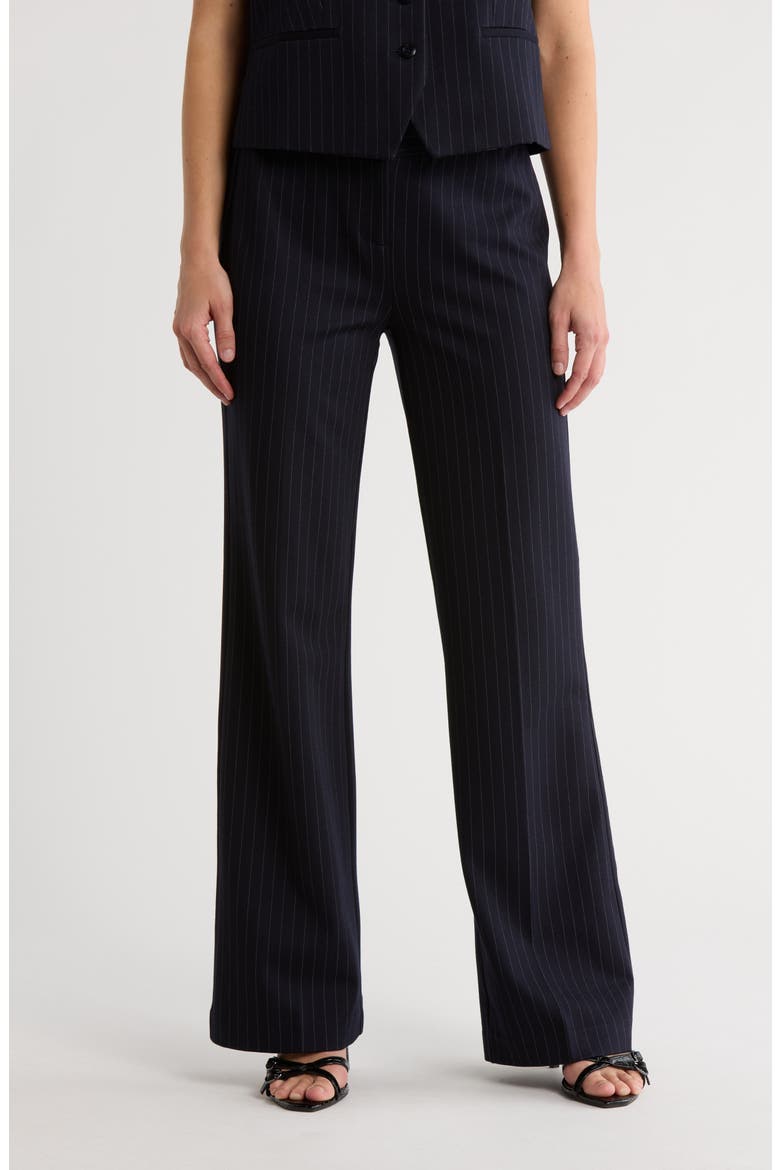 Aria Pinstripe Trousers, Main, color, NAVY