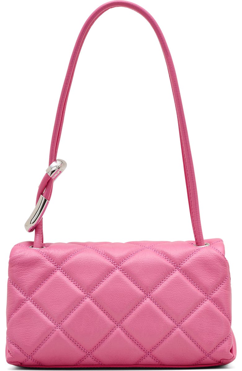 Marc Jacobs The Mini Dual Chain Diamond Quilted Leather Shoulder Bag, Alternate, color, Bow Pink