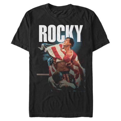 Rocky Iv American Flag Movie Poster Graphic T-shirt In Black
