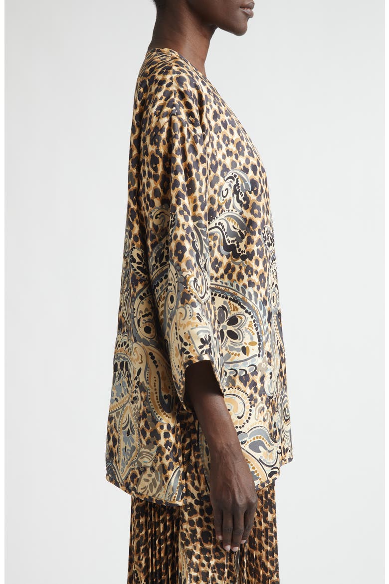 Kesa Print Silk Jacket, Alternate, color, BEIGE