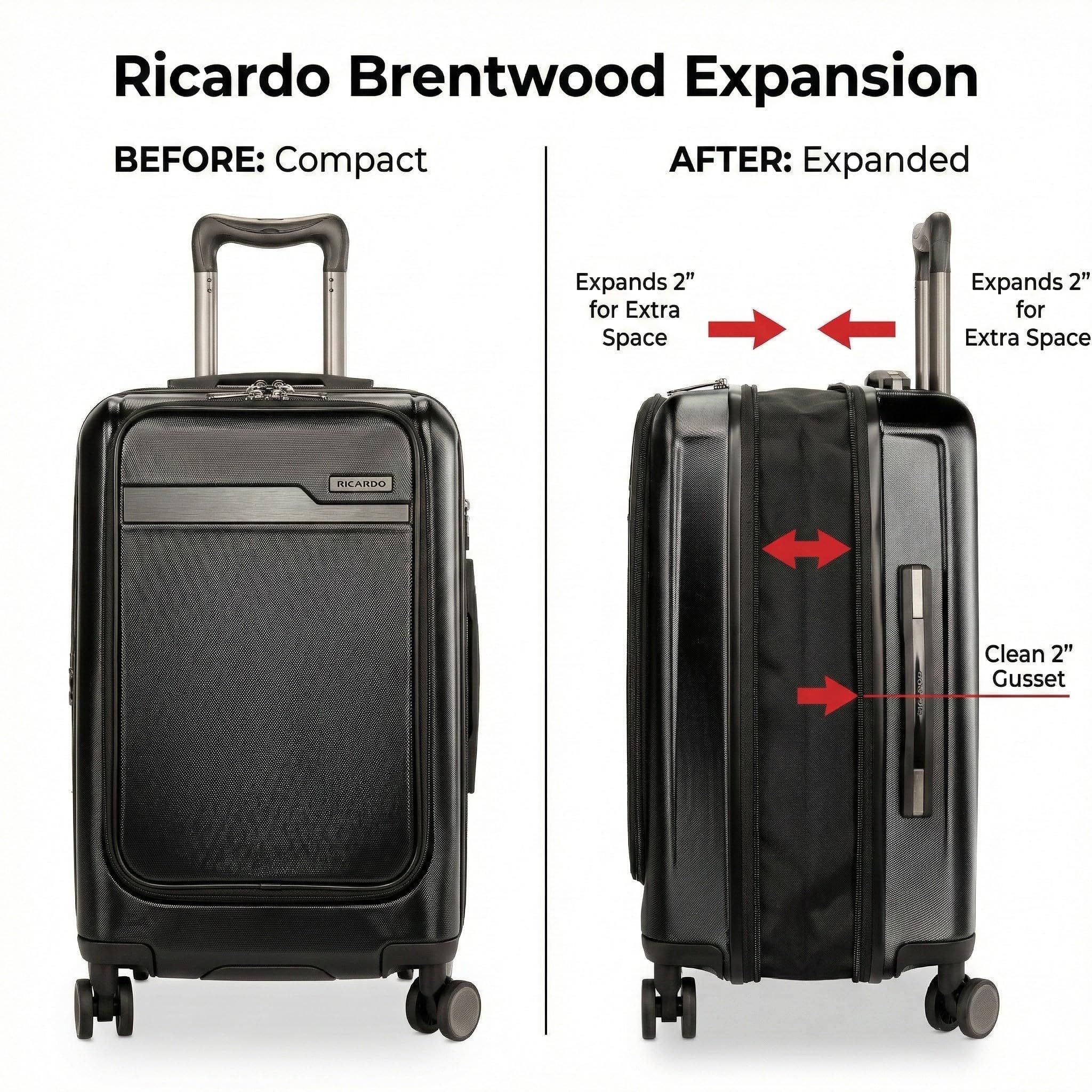 Ricardo Beverly Hills Brentwood Hardside 21" Expandable Front Open Carry-on Luggage, Alternate, color, Onyx