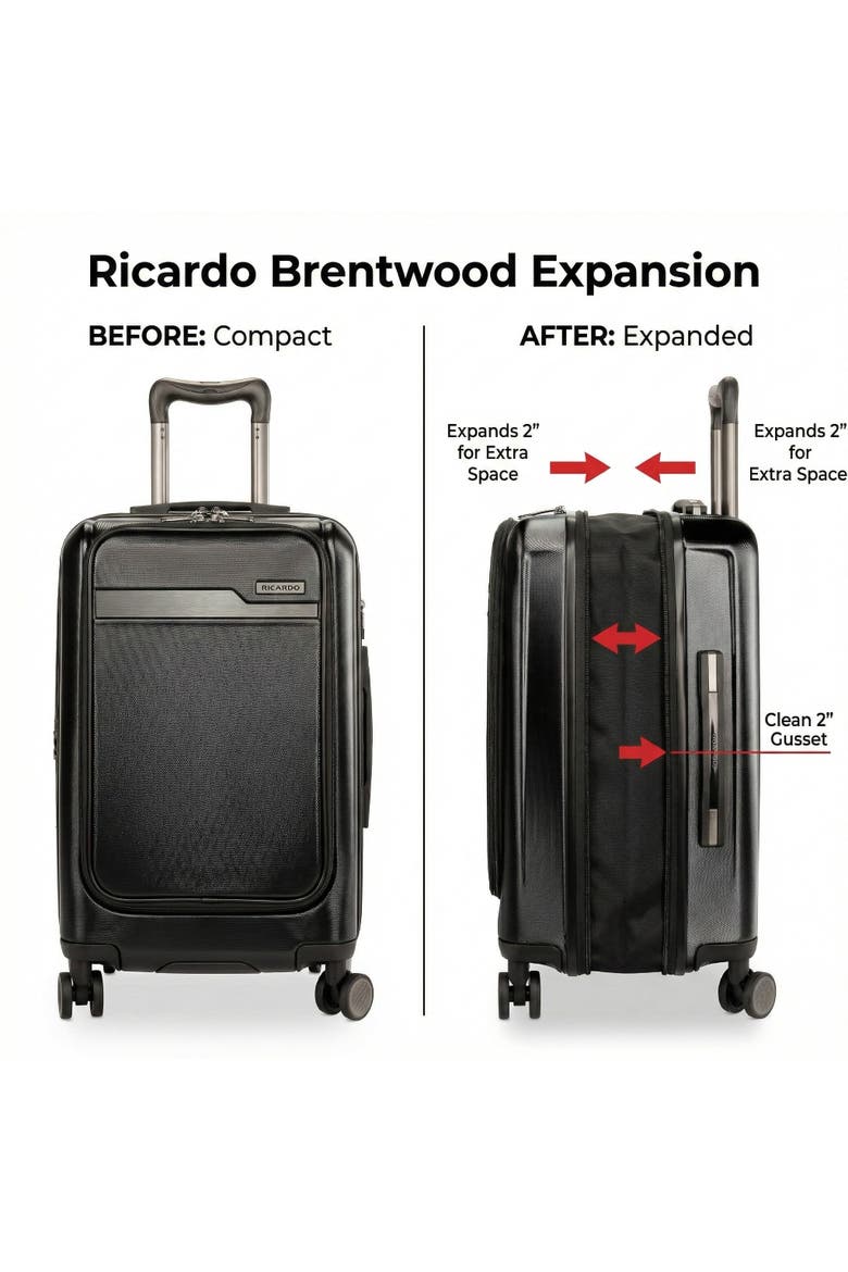 Brentwood Hardside 21" Expandable Front Open Carry-on Luggage, Alternate, color, Onyx