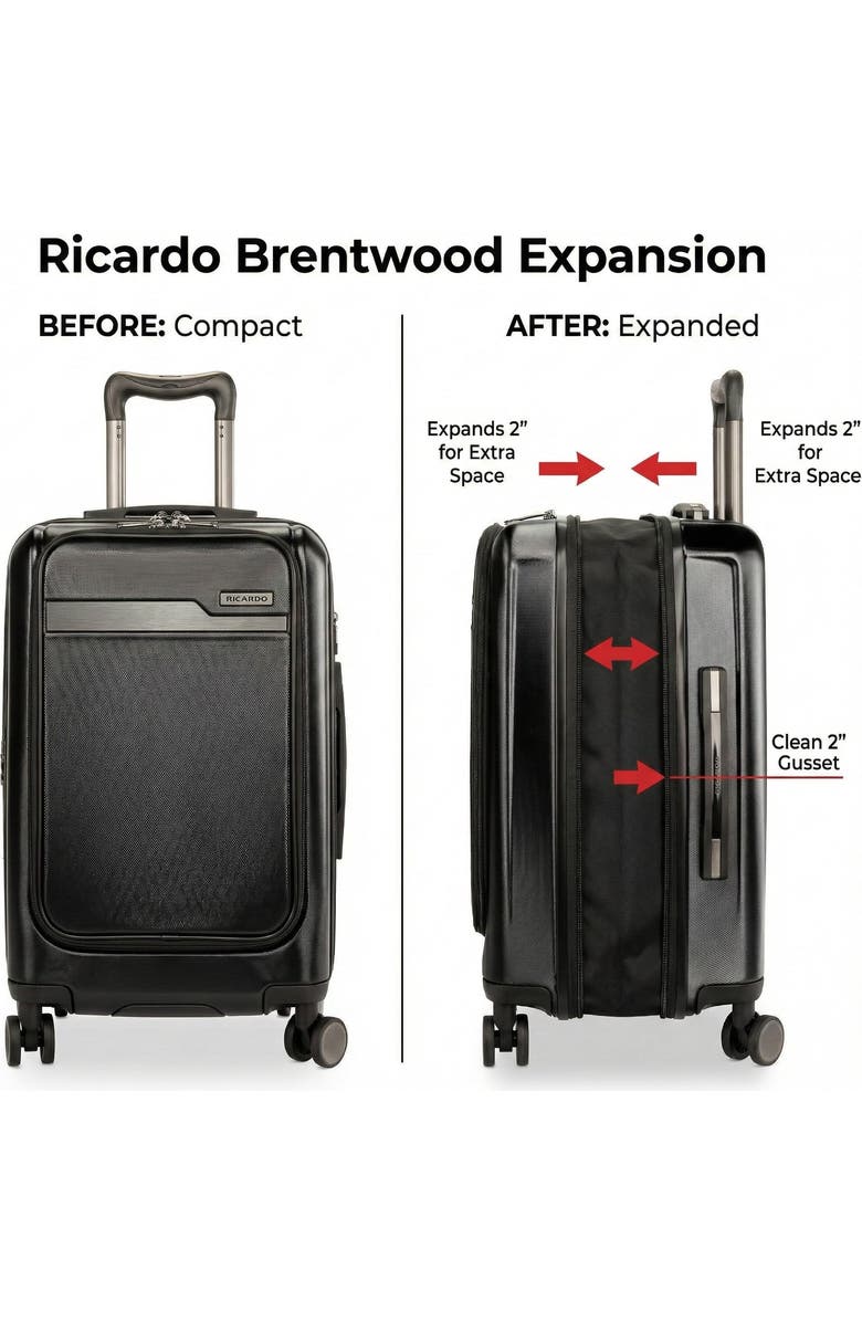 Ricardo Beverly Hills Brentwood Hardside 21" Expandable Front Open Carry-on Luggage, Alternate, color, Onyx