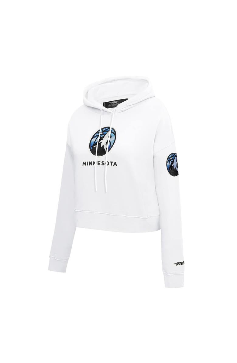 PRO STANDARD Women's Pro Standard White Minnesota Timberwolves 2024/25 City Edition Chenille Applique Cropped Pullover Hoodie, Alternate, color, 