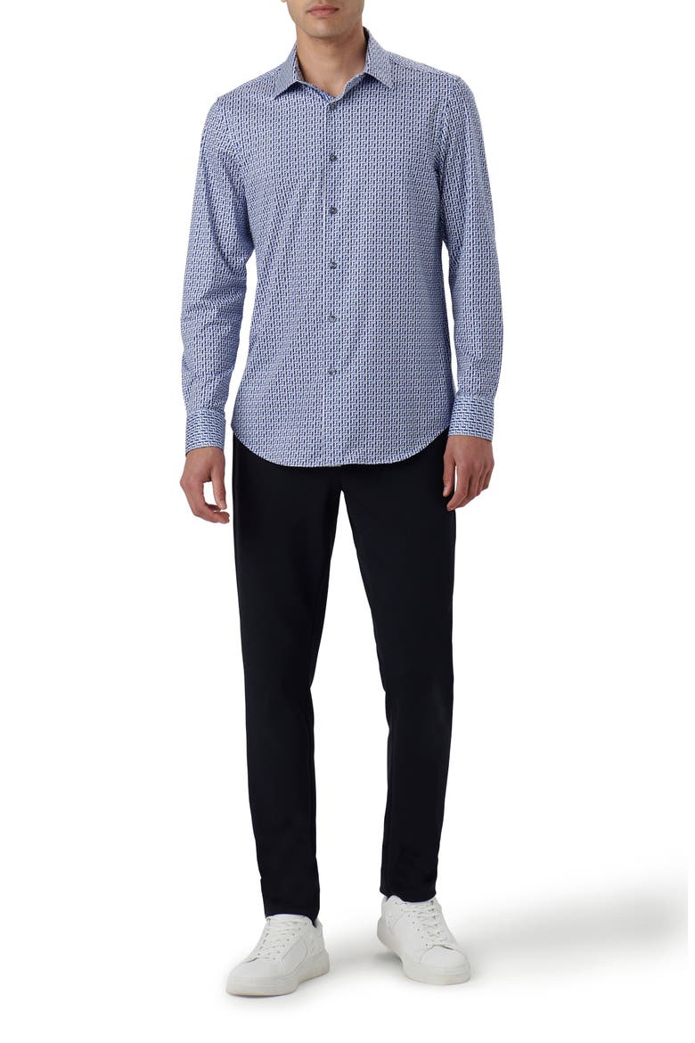 James OoohCotton® Geometric Print Button-Up Shirt, Alternate, color, FRENCH BLUE