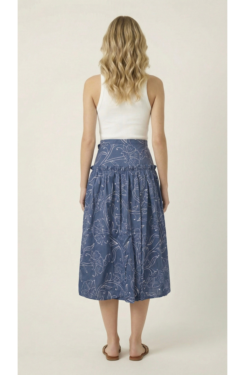 Modenaire Floral Print Wrap Midi Skirt, Alternate, color, Navy Blue