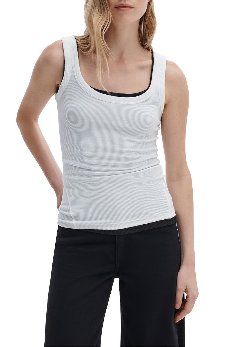 rag & bone The Essential Rib Cotton U-Neck Tank, Main, color, White