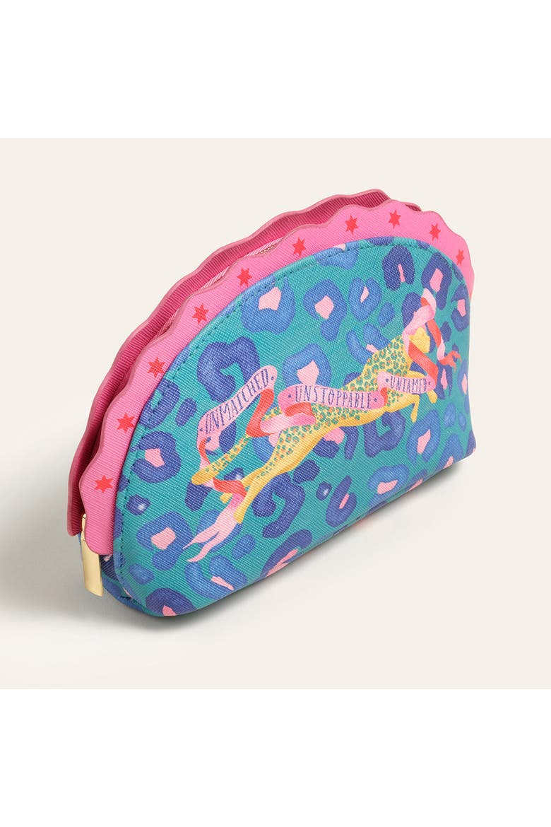 Meilin Makeup Bag 8" x 3" Travel Essential, Alternate, color, Blue - Pink