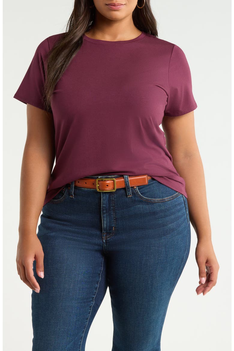 Crewneck T-Shirt, Main, color, BURGUNDY FIG
