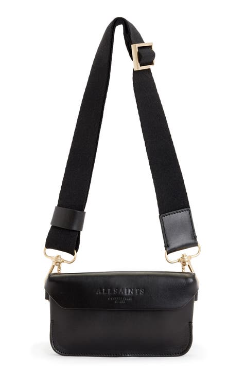 2024 All Saints Spitalfields Rana Black Leather Bucket Tote Bag