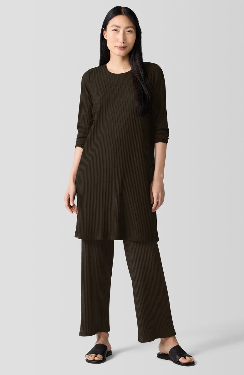 Eileen Fisher Long Sleeve Rib Dress, Alternate, color, Wren