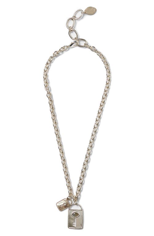 Chan Luu Double Lock Charm Necklace In Silver