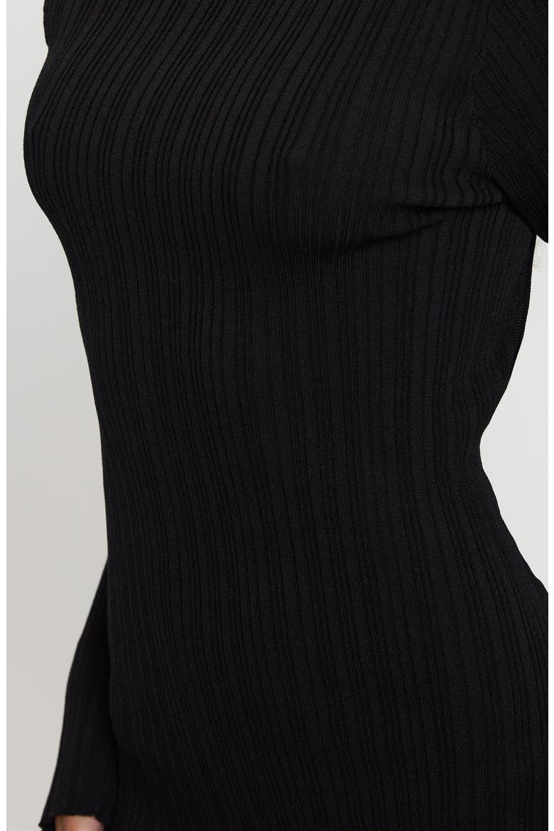 Mayok Open Back Long Sleeve Rib Minidress, Alternate, color, BLACK