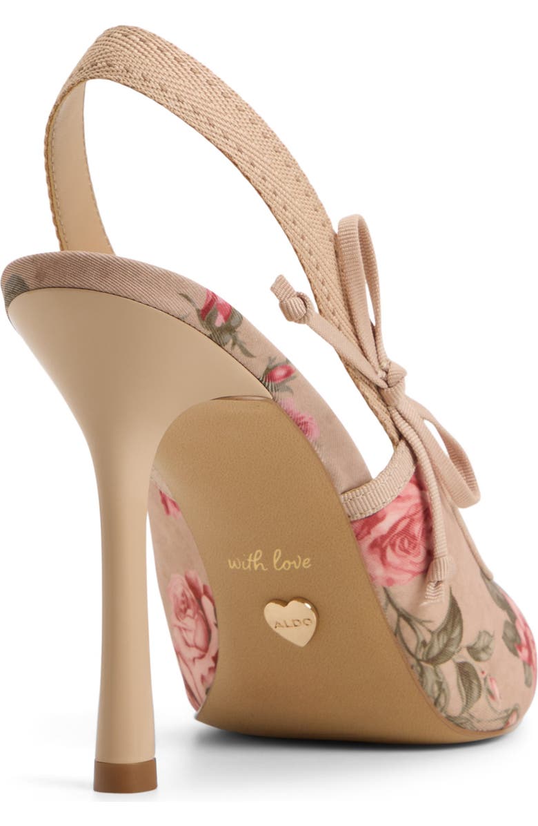 ALDO Hennie Pointed Toe Floral Slingback Pump, Alternate, color, Beige Combo
