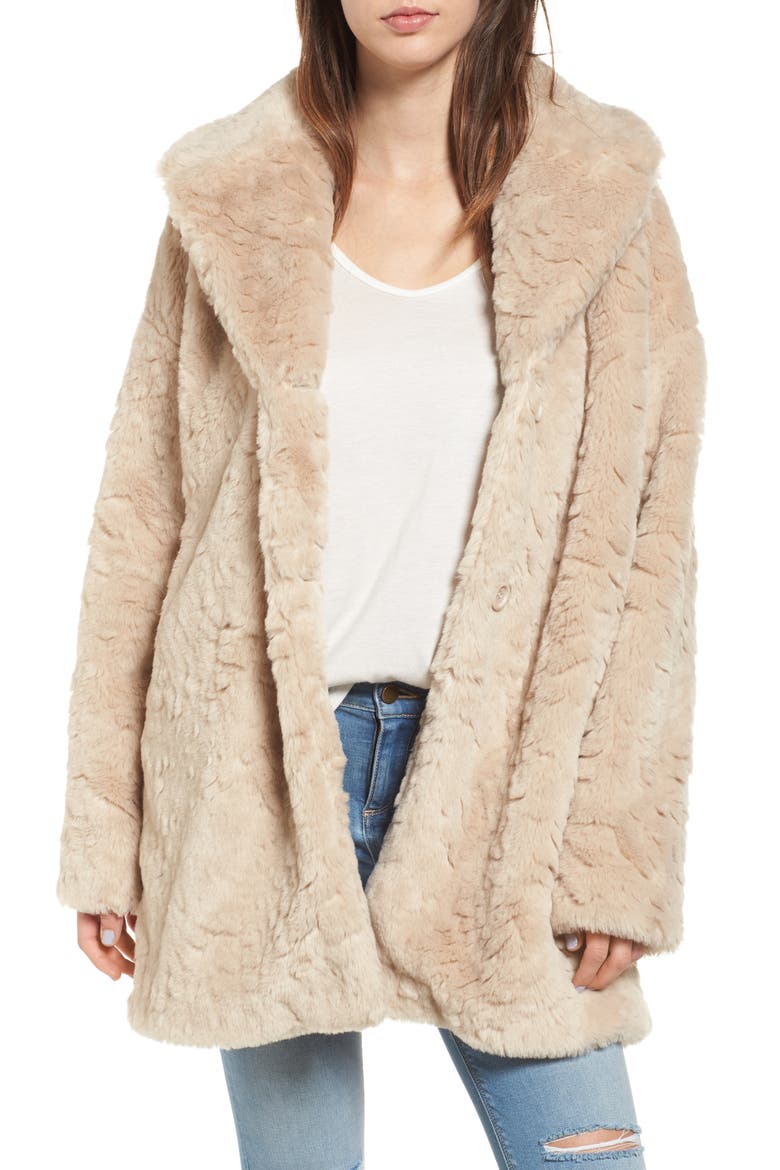 Shaggy Faux Fur Coat, Main, color, CREAM