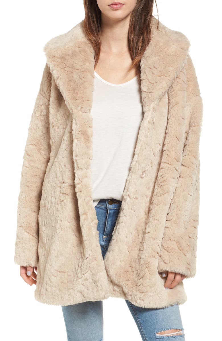 Steve Madden Shaggy Faux Fur Coat, Main, color, 