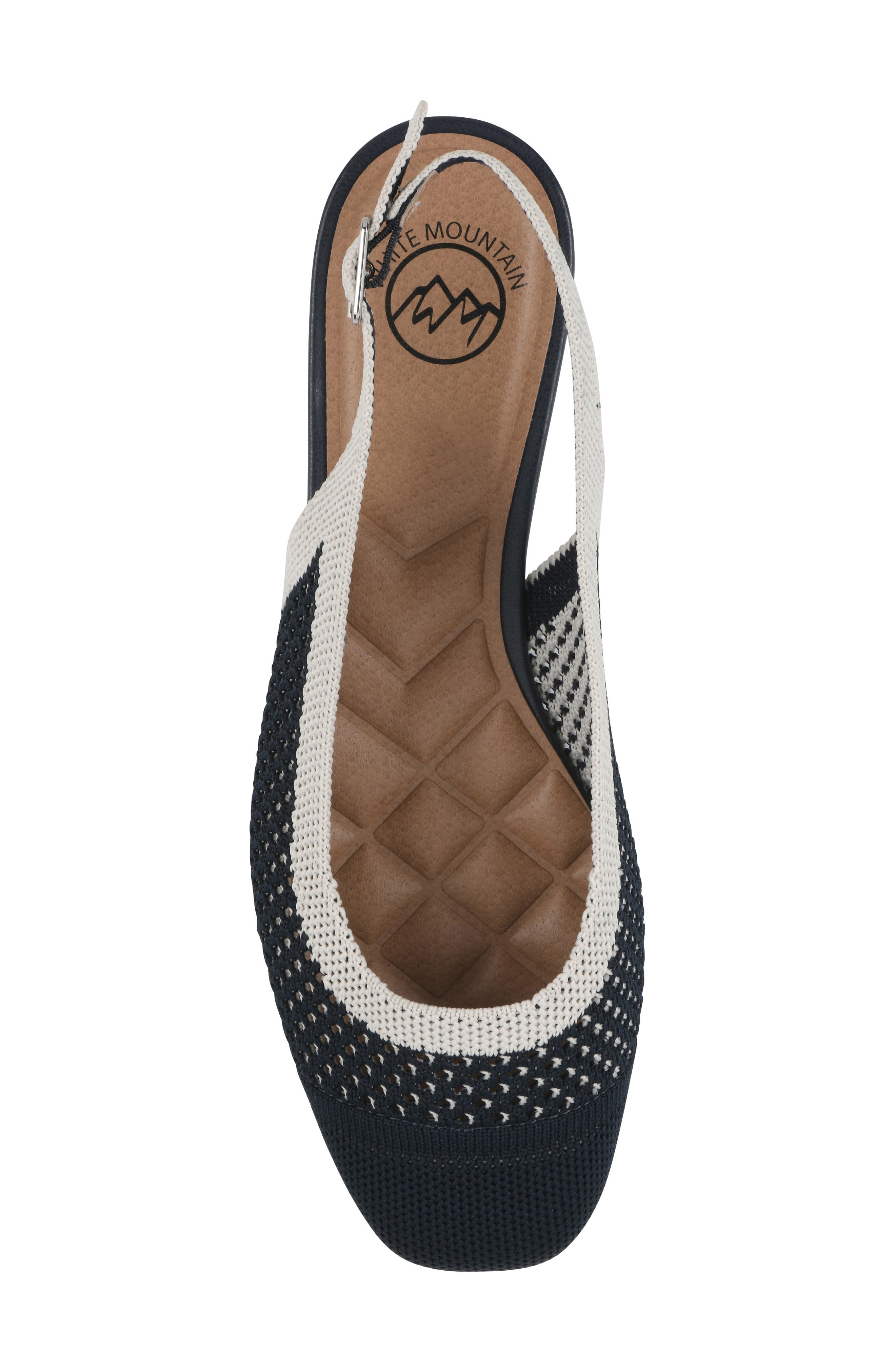 White Mountain Footwear Bonie Slingback Flat, Alternate, color, Navy W/ Cream/Multi