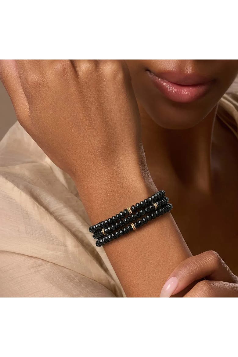 Black Onyx Infinity Charm Wrap Bracelet Eternal Strength, Alternate, color, Black/Gold